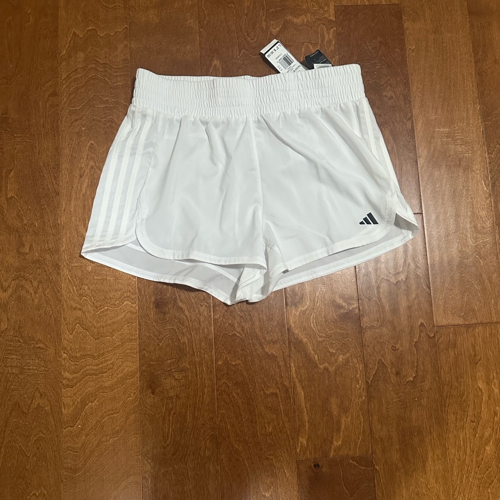 Adidas White Athletic Pacer Shorts. NWT. Size L. - Picture 2 of 5